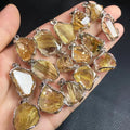 Natural Rutile Crystal 925  Sterling Silver Inlaid Gold Rutilated Quartz Pendant Necklace