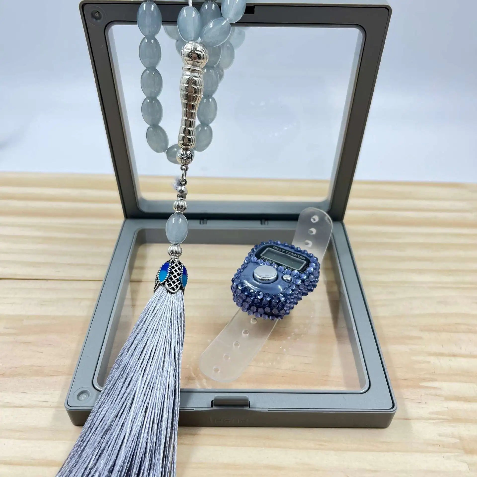 Handmade Imams Tasbeh Boho Religious 7x10mm Glass Islamic Muslim Prayer 33 Beads Tasbih Accessory