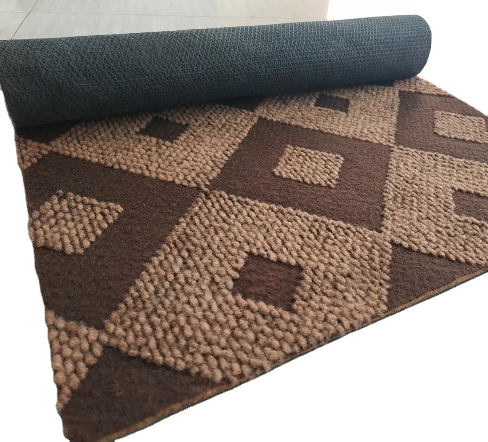 Non-woven Double Colors Jacquard Carpet Rolls Needle Punched Polyester Carpet with Gelfoam Backing
