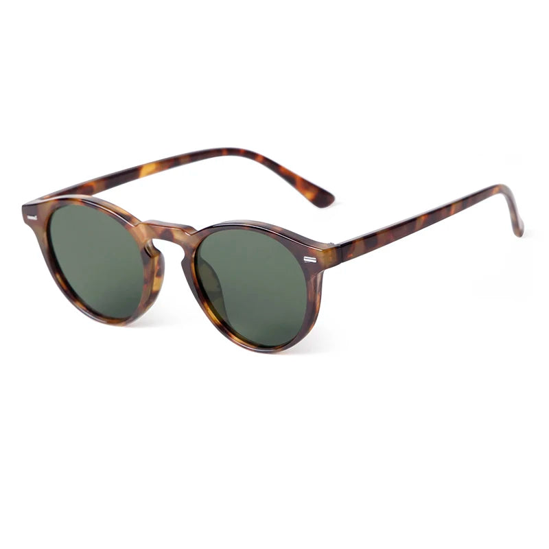 STY22731 Vintage Rivet Tortoiseshell Small Round Sunglasses for Men Women 2024 Designer Classic Green Sun Glasses Gafas De Sol