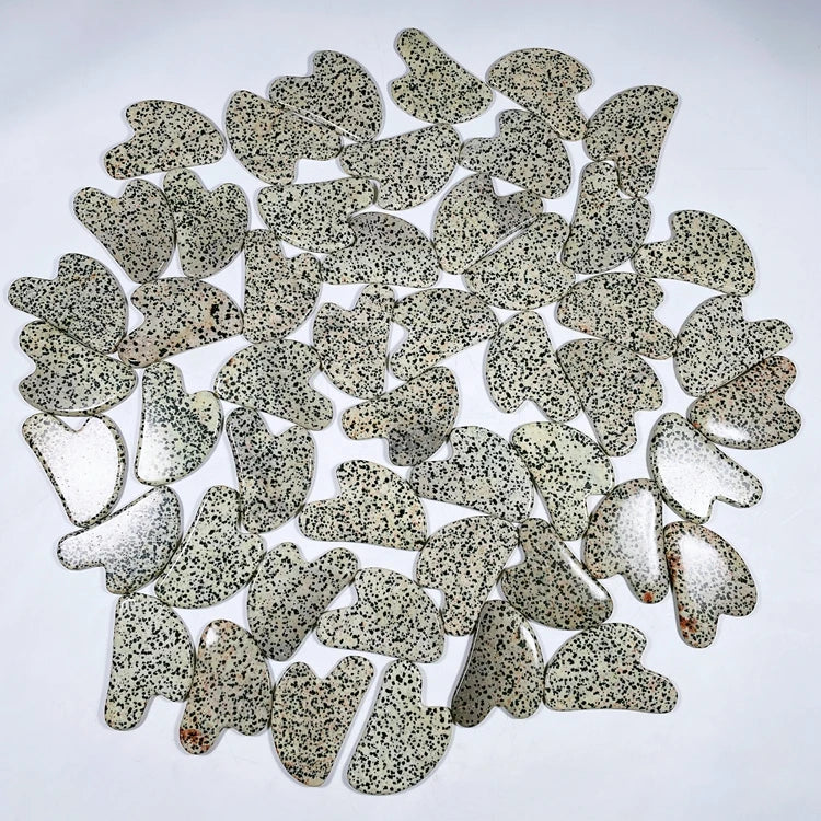 Huiying Gua Sha Scraping Massage Face Dalmatian Jasper Heart Guasha Board Scraper Tool