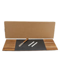Large Eco-Friendly Acacia Wood Cheese Board Set with Stainless Steel Cheese Knife and Black Slate