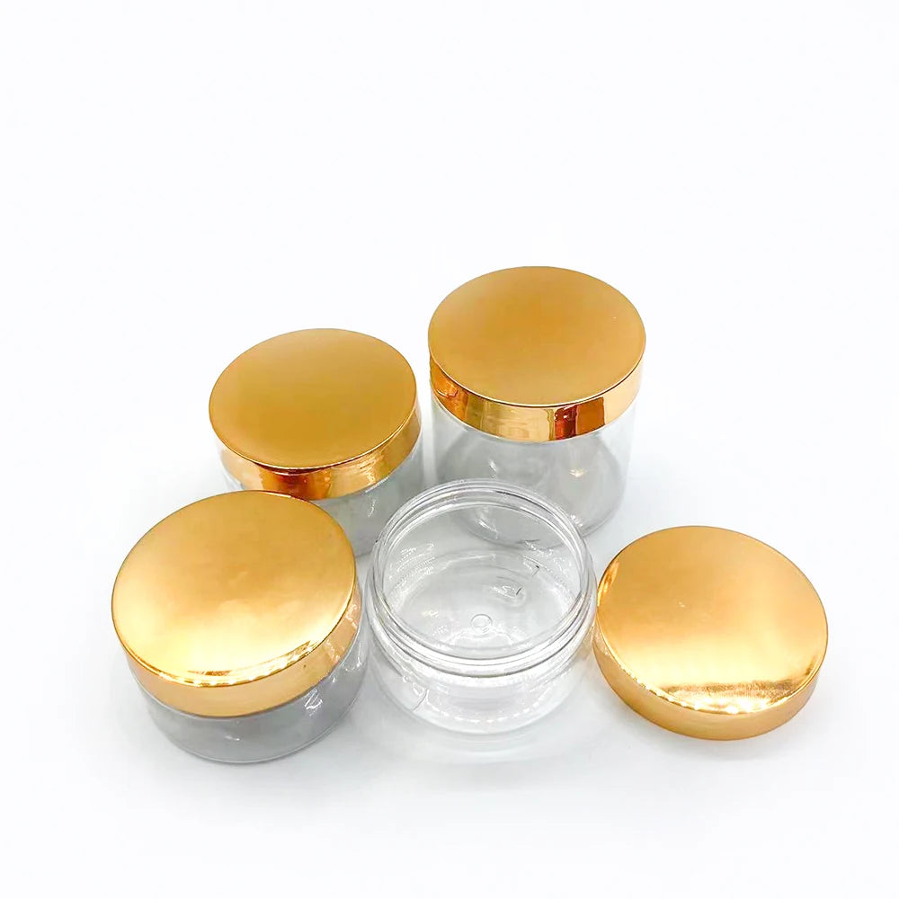 Wholesale 8oz 16oz Luxury OEM PET Plastic Jars Empty Cream Jars with Gold Lid for Skin Care Factory Direct