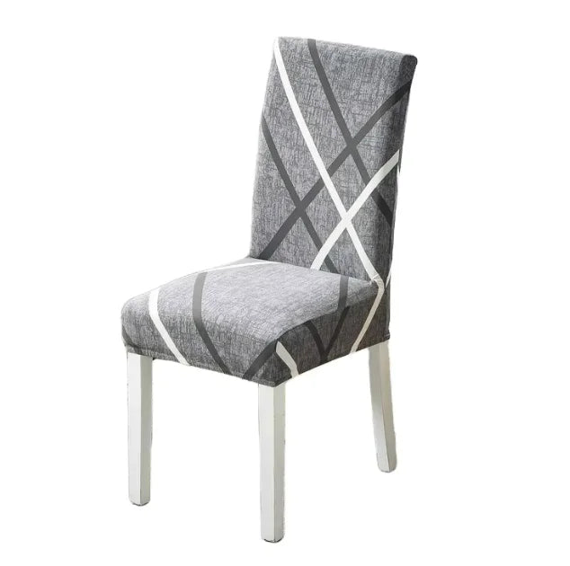 Factory Wholesale Satin Chair Slipcover Universal Geometric Jacquard Printed Design Durable Polyester for Dining Room Chair