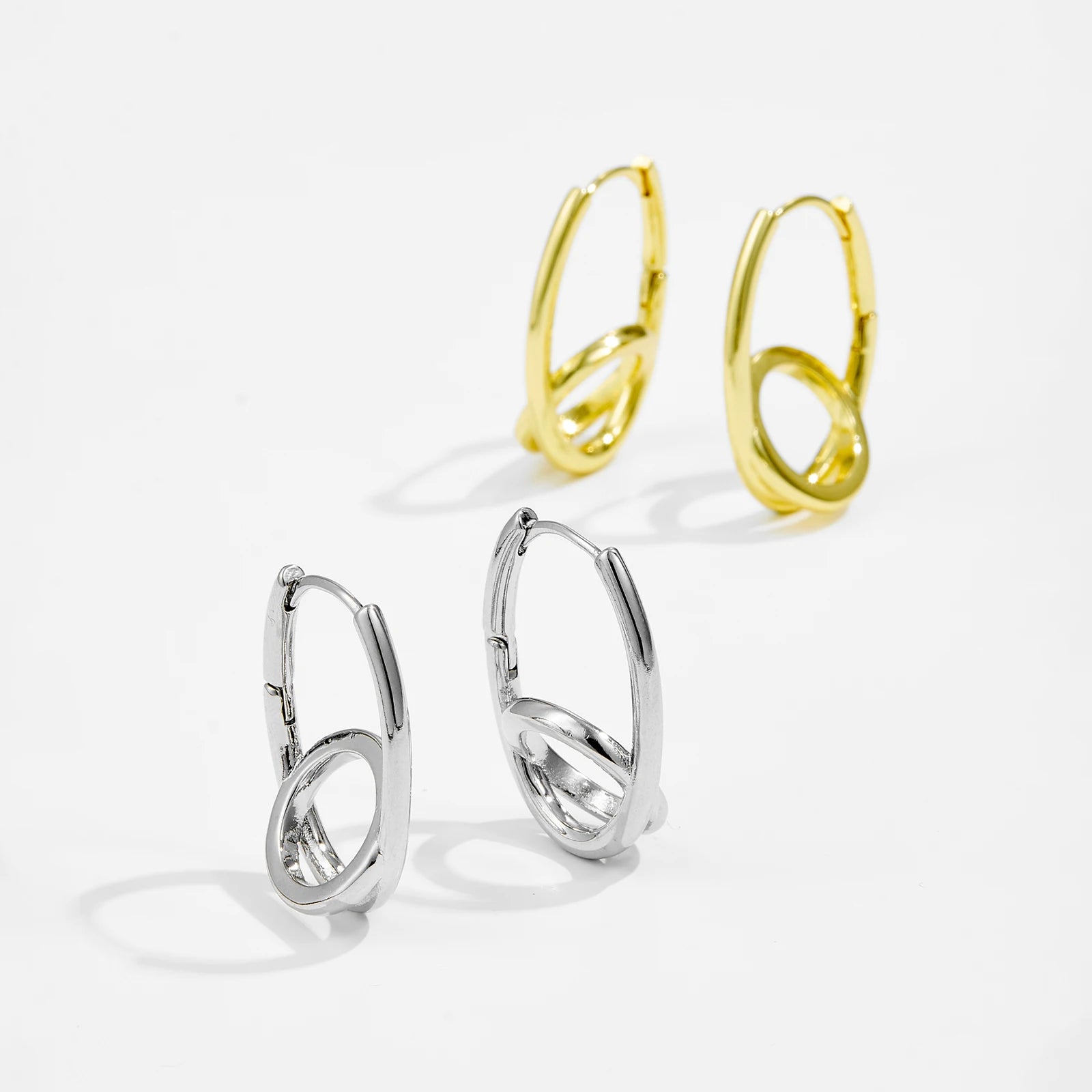 FUAMAY Fashion Irregular Hoop Earrings Dainty Women Golden Brass Irregular Hoop Earrings for Women