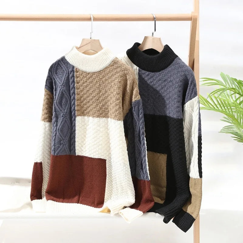Wholesale Custom Logo Vintage Men'S Casual Sweaters Knitted Sweater Manufacturer Knitting Rib Pullover Knitwear for Men