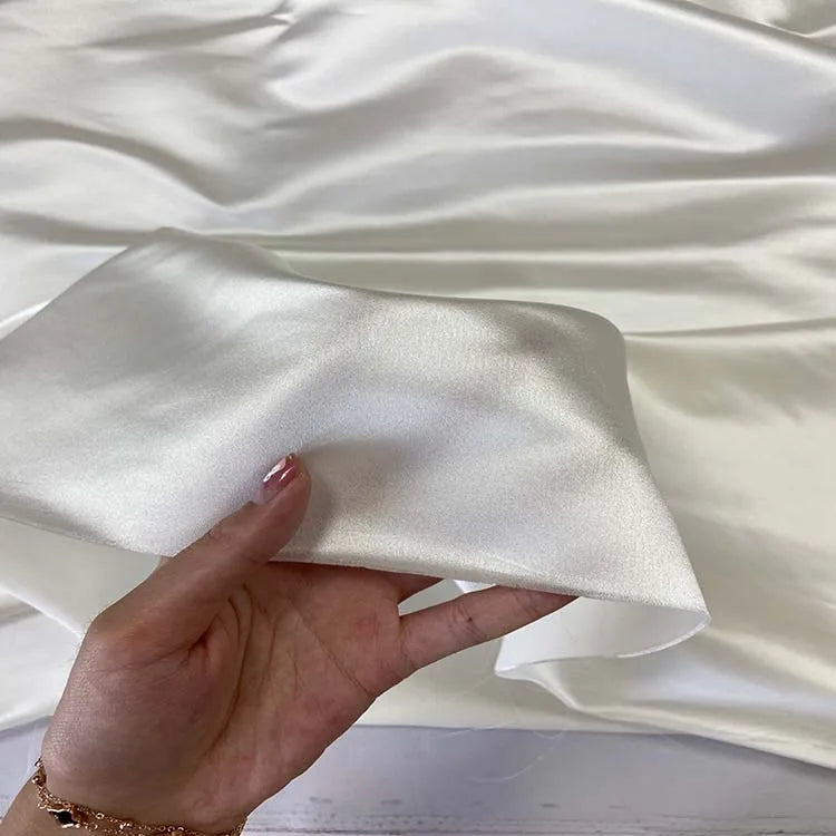 6A-grade Luxury 100% Silk Satin 30MM Plain Satin Fabric for Wedding Dress