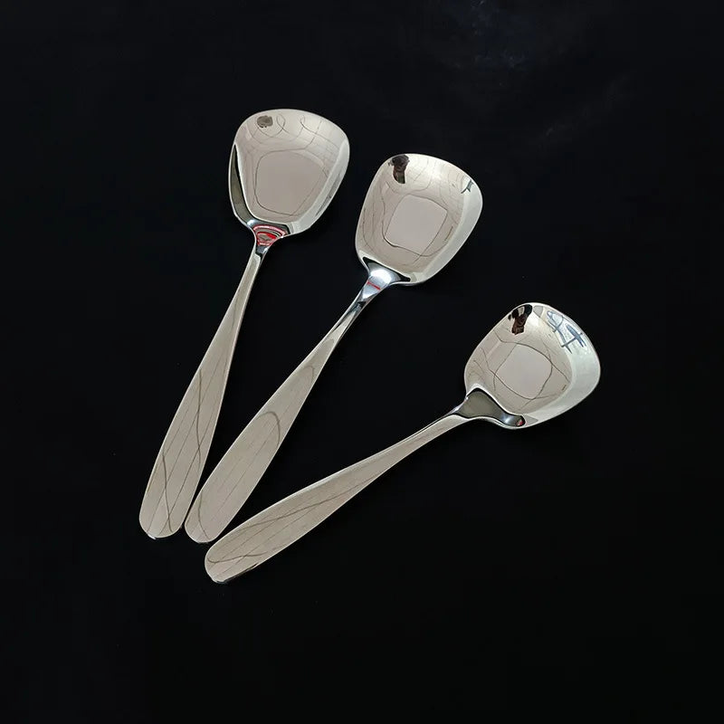 Wholesale Stainless Steel Flat Cooking Dessert Creative square Head Student Home Long Handle Eating Spoon