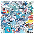 50PCS Cartoon Blue Cute Animal Paper Stickers DIY Luggage Refrigerator Shark Stickers Die Cut Sticker