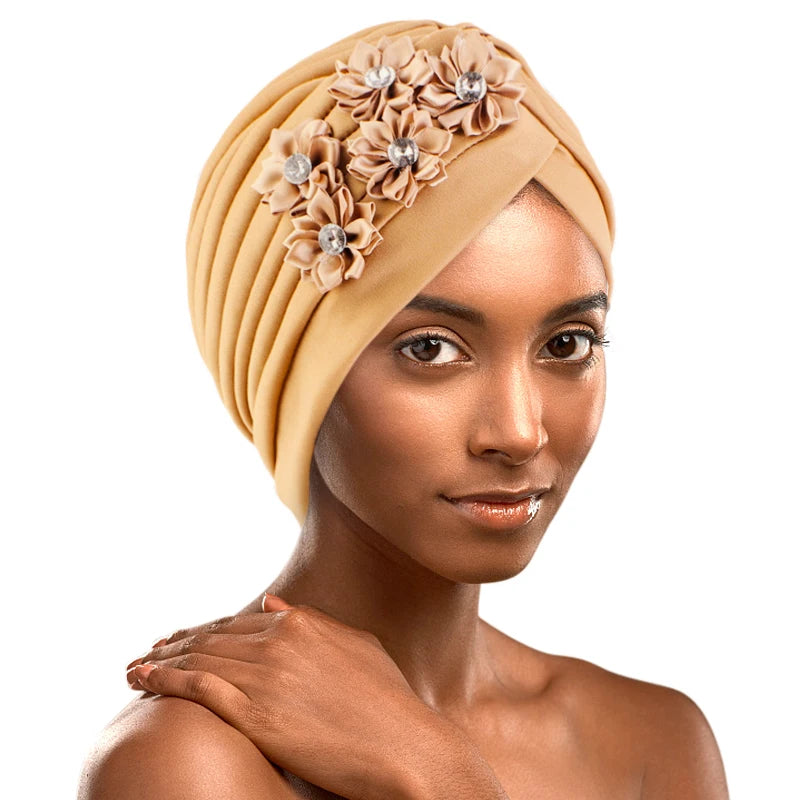 Wholesale Flower Turban With Jewelry Accessories Custom Logo Women Twist Beauty Turbans Daily Life