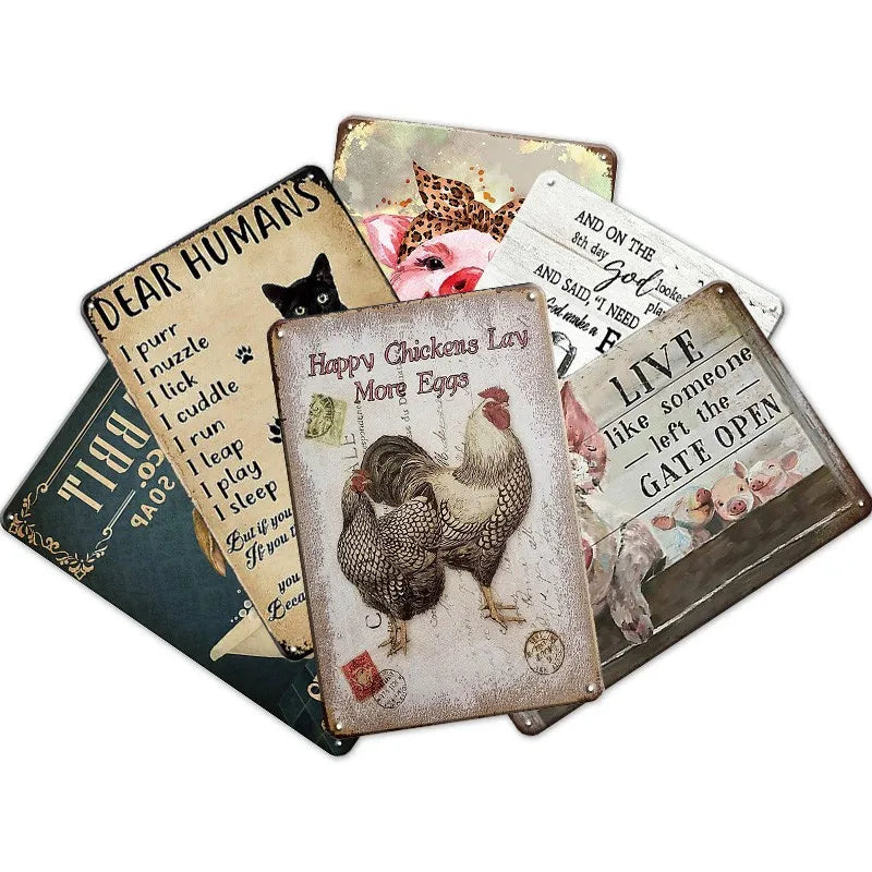 Custom Design Tin Tacker Sign Vintage Metal Sign Retro Metal Poster Custom Tin Sign Wholesale for Chicken Decor