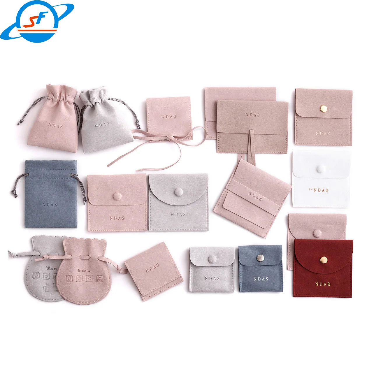 Luxury Small Drawstring Veet Jewelry Pouch with Custom Logo Suede Gift Wrap for Display and Packaging
