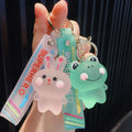 Fashion Cute Animal Resin Key Ring Crystal Blush Animal Keychains Cute Solid Color Resin Rabbit Keychain Accessories