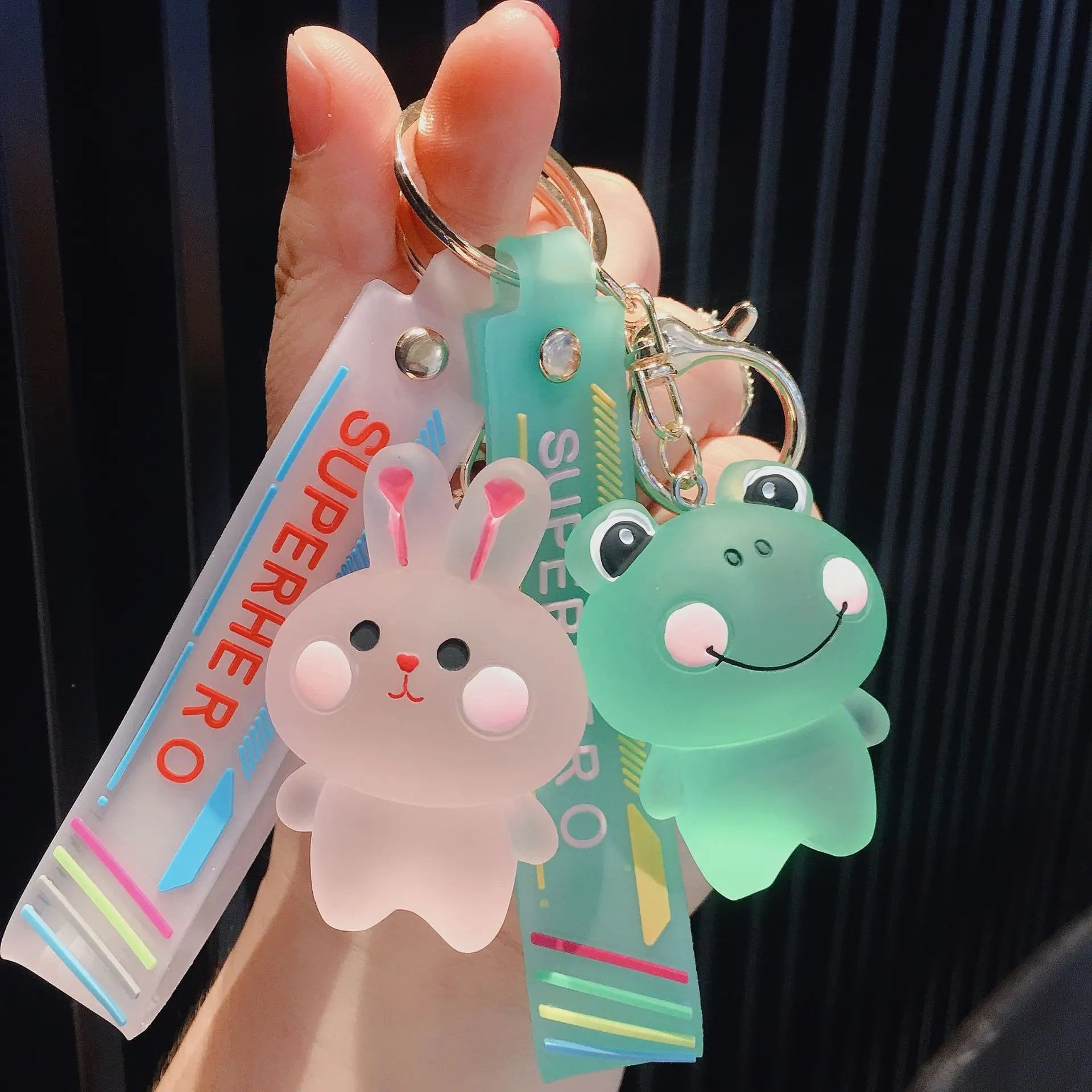 Fashion Cute Animal Resin Key Ring Crystal Blush Animal Keychains Cute Solid Color Resin Rabbit Keychain Accessories