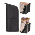 Relavel Cosmetic Bag Artist Black Leather Storage Bag Stand-up Folding  Cup Travel Makeup Case Makeup Brush Holder