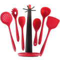 Wacool 6-Piece Eco-Friendly Fashion Red Color Silicone Cooking Utensils Set for Kitchen Spatula Included for Bar Use MegaBDM