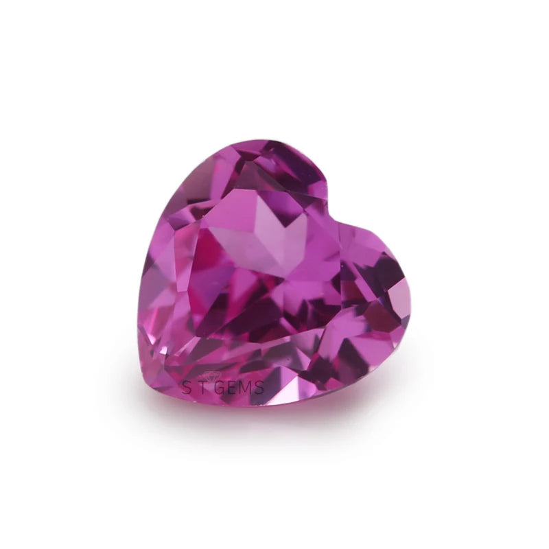Lab Created Loose Gemstones 2# Pink Corundum Heart Shape Stones for Jewelry Making