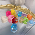 Chic New Acrylic Jelly Candy Color Geometric Dangle Finger Ring Glitter Best Selling Cheap Resin Ring Wholesale