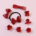 Midairy Solid Red Cute Bow Heart Elastic Hair Tie Bow Knot 5.4cm Rubber Acetate Hairbands Hair Claw Clips Women Accessories 4348