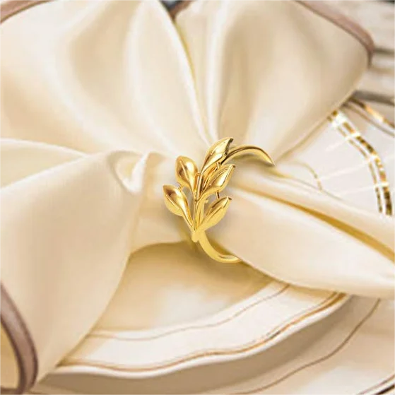 Leaf Napkin Rings Metal Gold Napkin Holder Table Napkin Rings for Dinning Table Christmas Thanksgiving Birthday Party Decoration