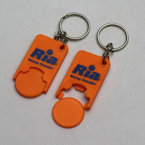 Customized Plastic Euro Shopping Plastic Trolley Coin Keychain for Promotion