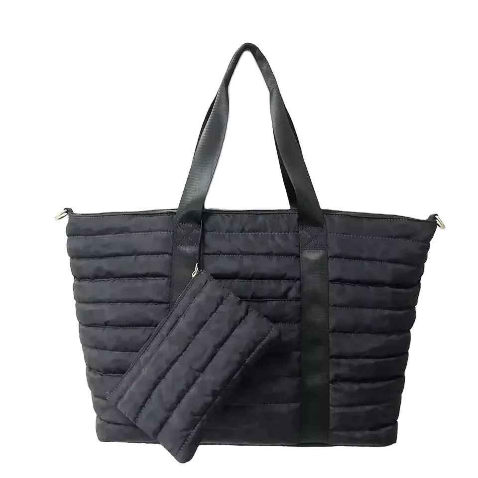 Custom Puffer Bag Large Capacity Puffy Tote Sport Yoga Outdoor Shoulder Bag with Crossbody Strap Quilted Women's Handbags