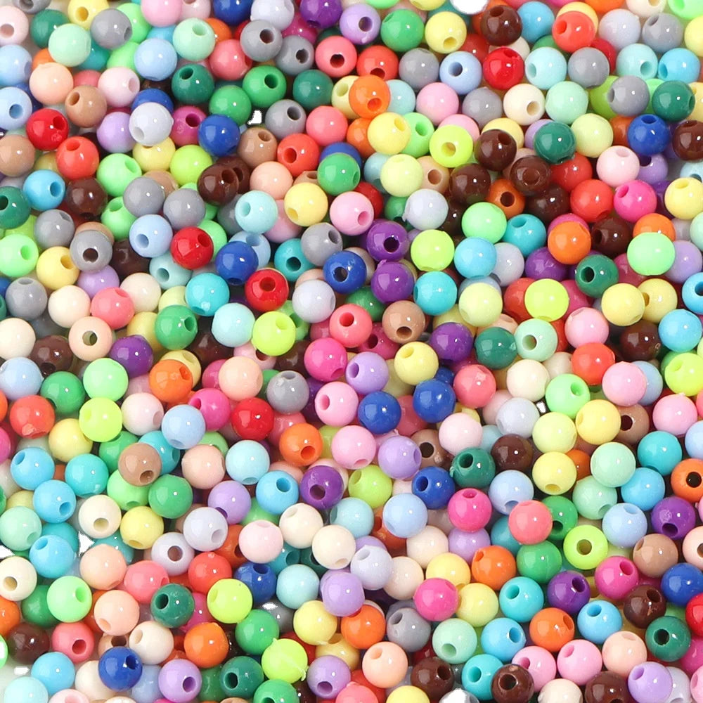 Wholesale Acrylic Beads Size 4MM Candy Color Plastic Loose Beads for DIY Jewelry Bracelet Necklace Making