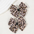 CN 2Pcs Boutique Grosgrain Ribbon Hair Bow Clip Print Leopard Hair Clip Girls Accessories