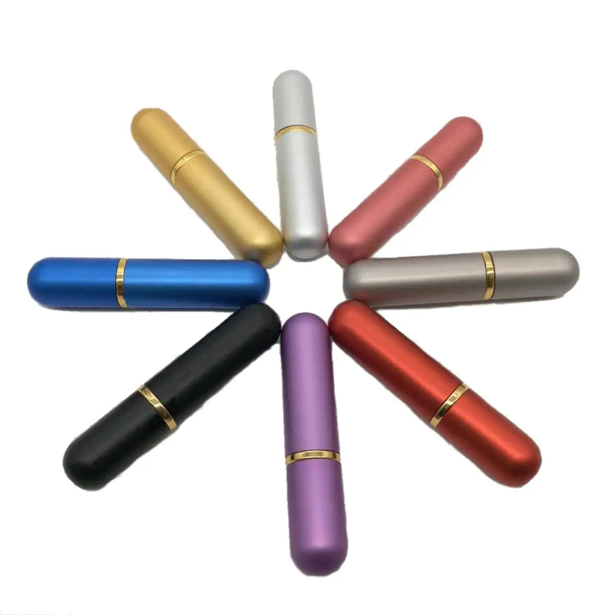 Luxury Elegant Reusable Aluminum Essential Oil Aromatherapy Inhaler Bottle Customizable Wicks Screw Cap Multi-color Screen