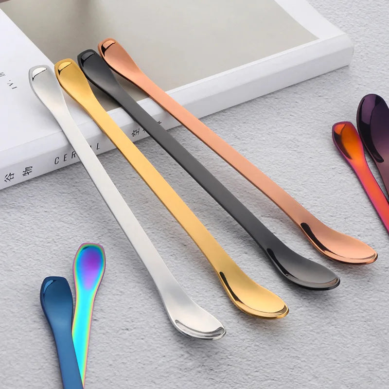 Stainless Steel Double Ended Spoon Spoon Shape Profile Strip Molded Design Silver Long Kitchen Cooking Utensil for Home Kitchen