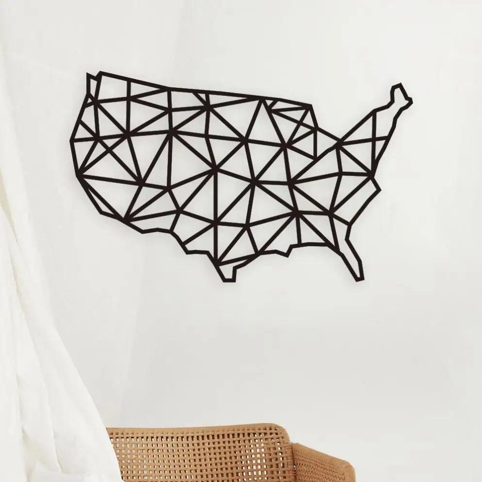 Laser Cut Wood USA Map Wall Art Decorative Wall Hook Decor for Living Room Bedroom Nursery Dorm Home