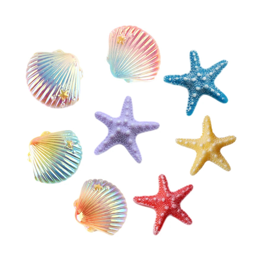 Hot Sale Flatback Starfish Seashells Design Resin Cabochon for Children Toy Play