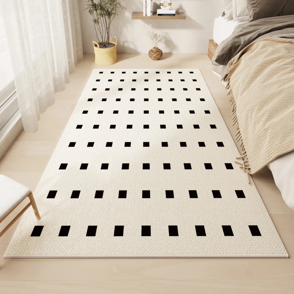 Large Square Loop Down Carpets for Living Room Cushioned Polyester Rugs with Rubber Backing