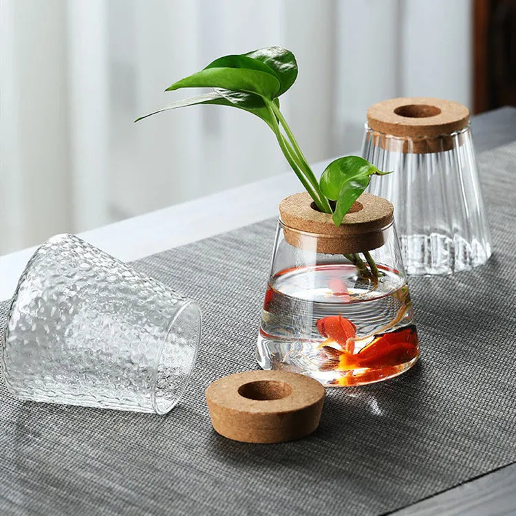 Modern Luxury Crystal Home Decor Tabletop Moss Terrarium Vase Clear Empty Micro Landscape Glass Terrarium with Cork Lid