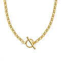 18K Gold Plated Chunky Link Chain Toggle Necklace Stainless Steel Necklace Jewelry Wholesale