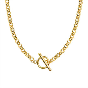 18K Gold Plated Chunky Link Chain Toggle Necklace Stainless Steel Necklace Jewelry Wholesale
