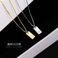 Fashion Custom Designer Simple Square Name Necklace Luxury Initial Letter Pendent S925 Sterling Silver Choker Necklace for Women