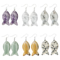 22MM Natural Crystal Fish Drop Earrings Hand Carved Gemstone Animal Charm Earrings for Women Fashion Jewelry Gift