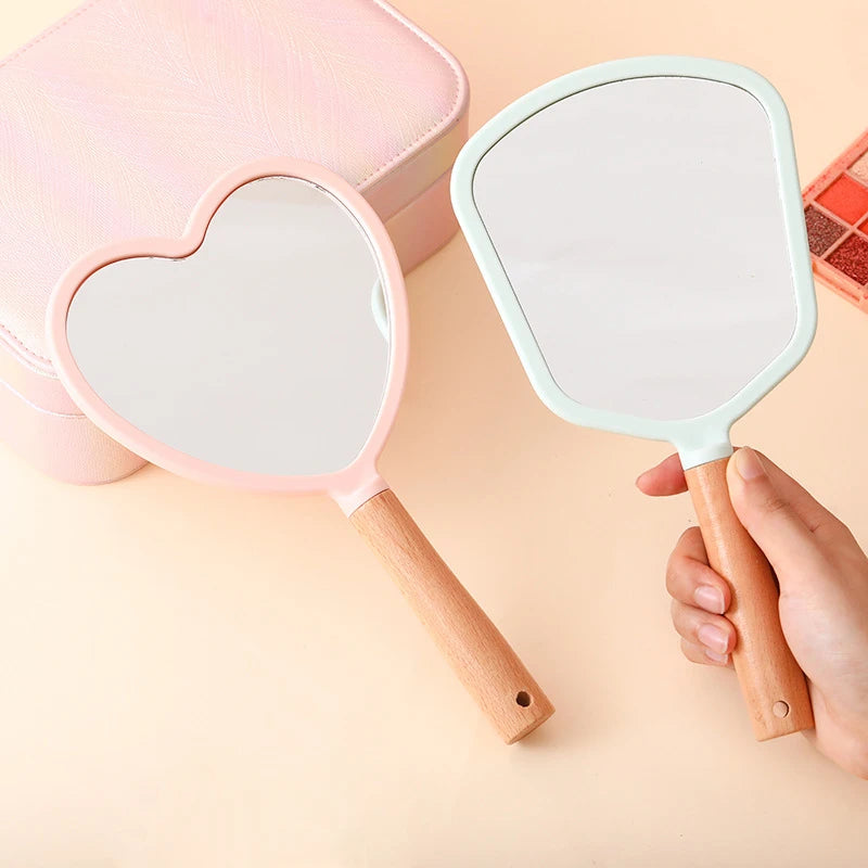 High Quality Handheld Mirror Wooden Hand Cosmetic Mirror Custom Logo Makeup Mirror