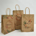 16*8*22cm Paper Gift Bags Thank You Print Brown Paper Bags With Handle for Xmas Party