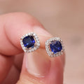 Fine Jewelry 925 Sterling Silver Earrings Lab Created Loose Gemstone Blue Sapphire Zambian Emerald Ruby Earrings for Women&Girls