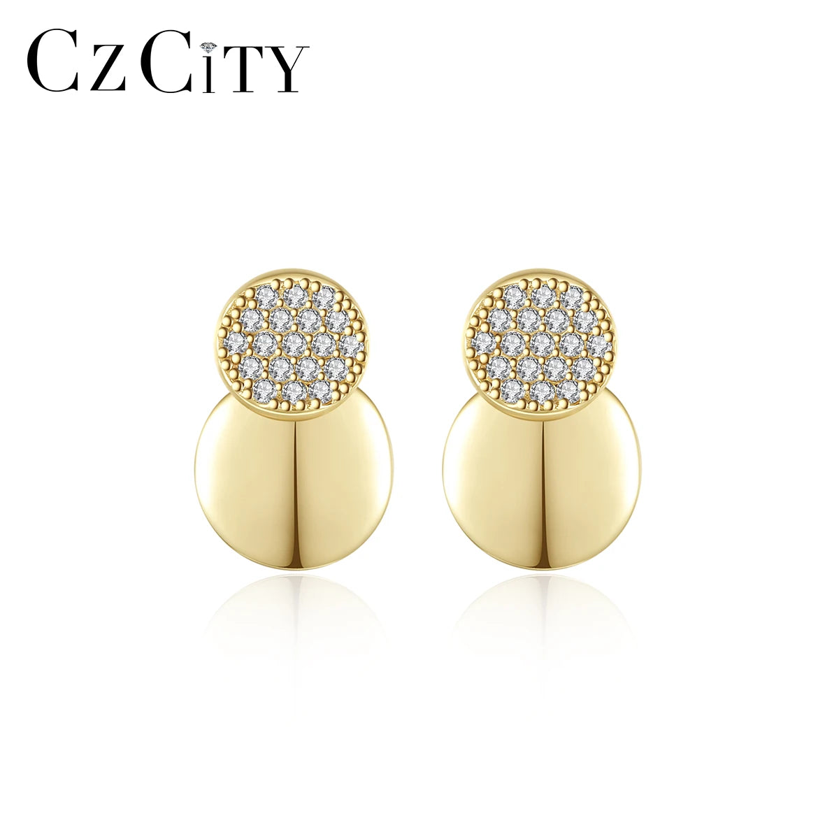 LUOTEEMI 925 Sterling Silver Lady Earing Zircon Western Tb Charm Woman Diamond Trendy Round Stud Earrings