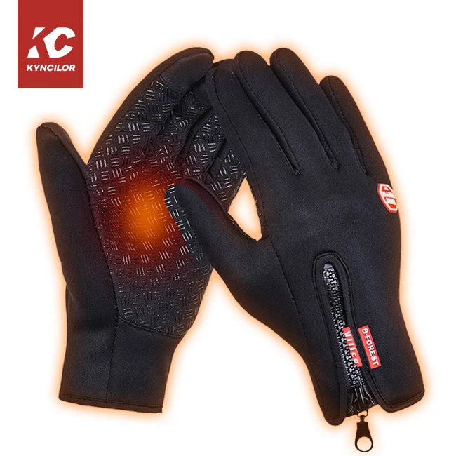 Custom Winter Cycling Gloves Touchscreen Silicone Fingers Waterproof Warm Fleece Nylon Velvet Customized Color Outdoor Sports
