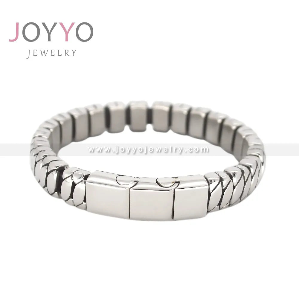 Minimalist Design Fashion Trend Classic Stainless Steel Jewelry Hand Bracelet for Men with Magnetic Snap