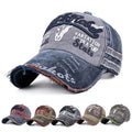 Washed Stitching Oxford Denim Dobby Sporty Baseball Cap Letter Curved Brim Custom Logo 6-panel Embossed Cow Head Retro Hip Hop