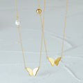 Fashion Fine Jewelry 925 Sterling Silver Simple butterfly Round Beads Golden Balls Pearl Gold Plated Necklaces for Women