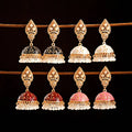 Ethnic Retro Geometric Turkish Jhumka Earrings for Women Indian Jewelry Flower Gold Bell Tassel Dangling Earrings
