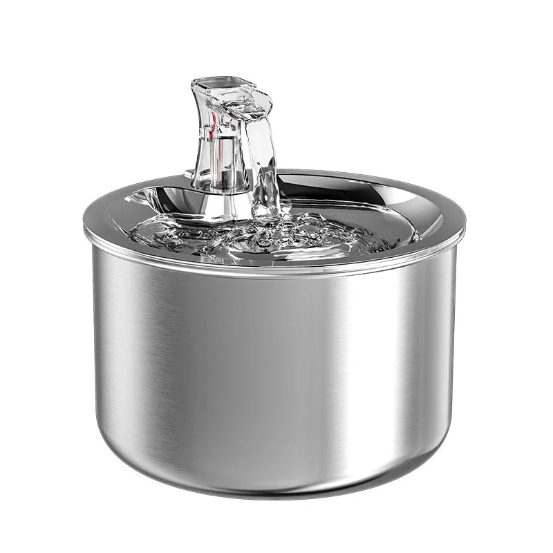 Automatic Pet Dog Water Dispenser Ultra-Quiet Pump Cat Water Fountain 304 Stainless Steel with Filter 2L Large Capacity