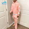 OEM  Custom Patch Embroidery logo 100% Cotton Jogging Hip Hop Solid Color Men's Tracksuit Oversized Hoodie 2 Piece Set