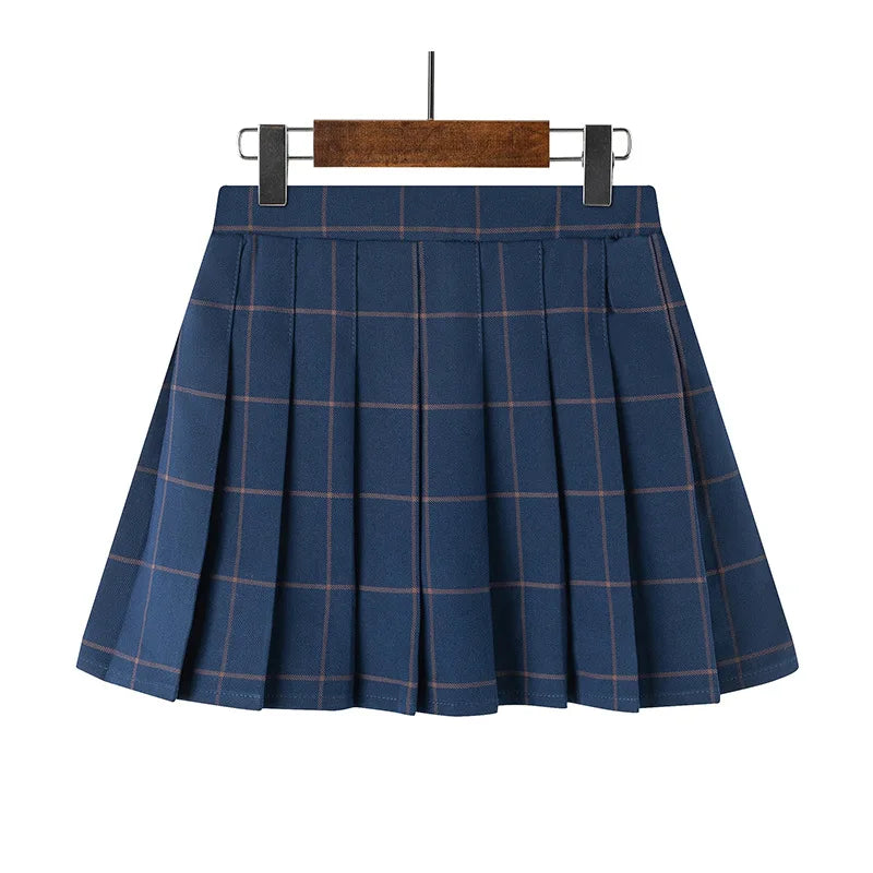 Girls School Uniform Pleated Skirt Shorts Lining Checkered Korean New Girls School Party Costume Skirt Uniform Girls Daily Skirt